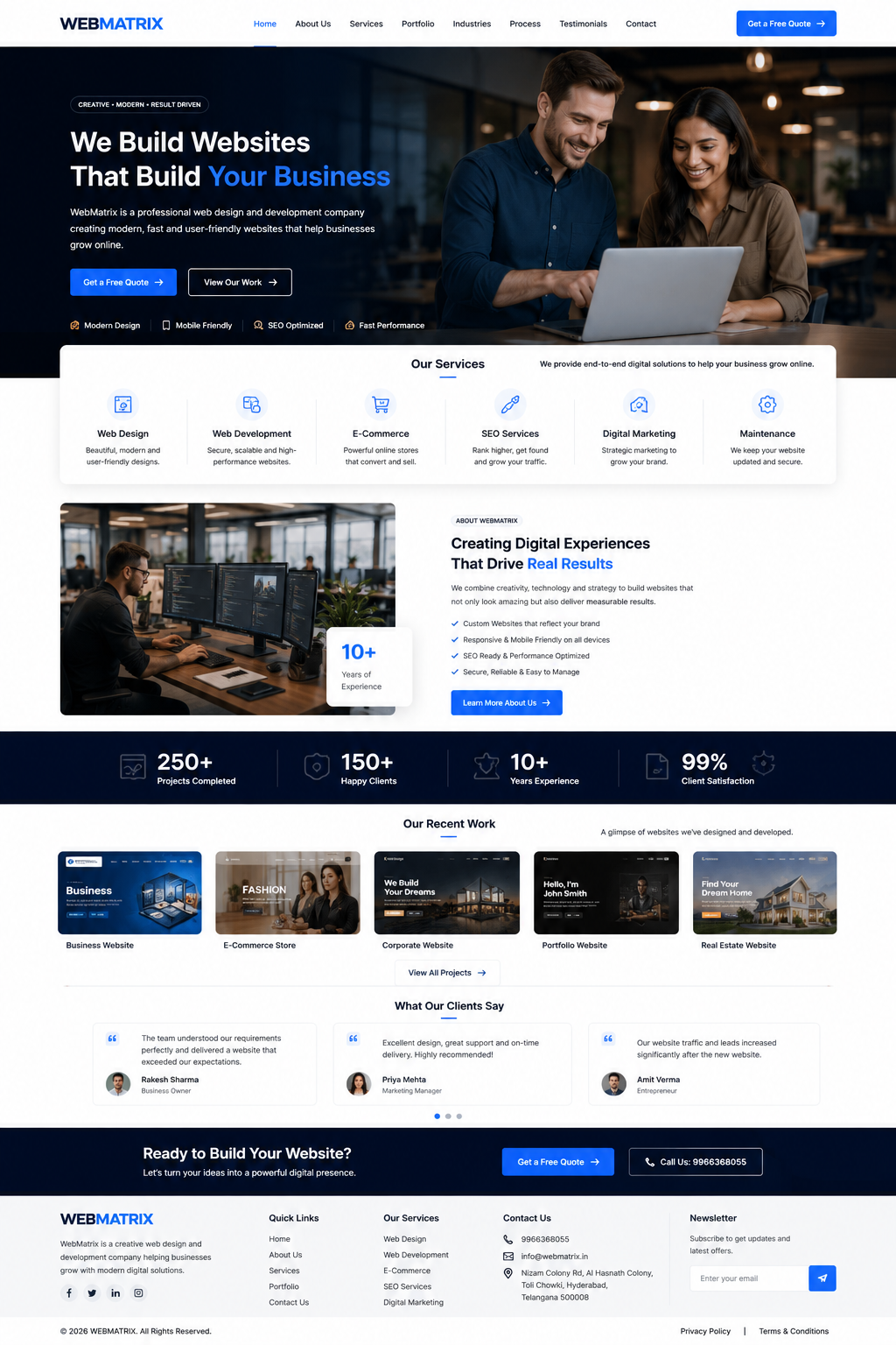 WEBMATRIX modern website design showcase